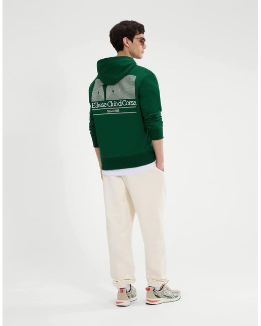 Ellesse Green Club Di Corsa Long Sleeve Graphic Hoodie for men