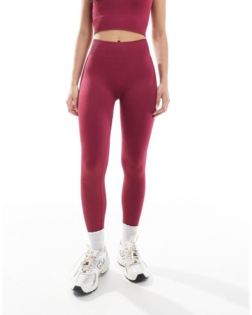 Leggings Sin Costuras De (Parte De Un Conjunto)-Rojo ONLY de color Red