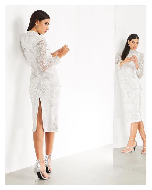 ASOS Midi-jurk Met Parels in het White