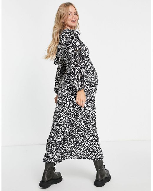 TOPSHOP Synthetic Maternity Mix Animal Print Maxi Dress | Lyst UK
