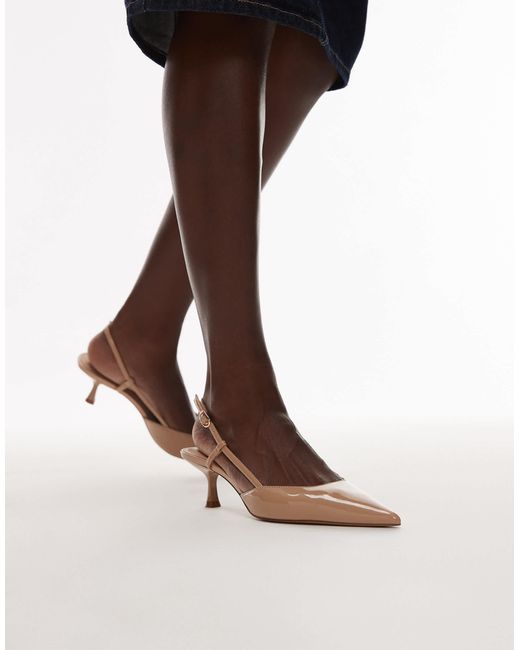 Mango Black Sling Back Kitten Heel