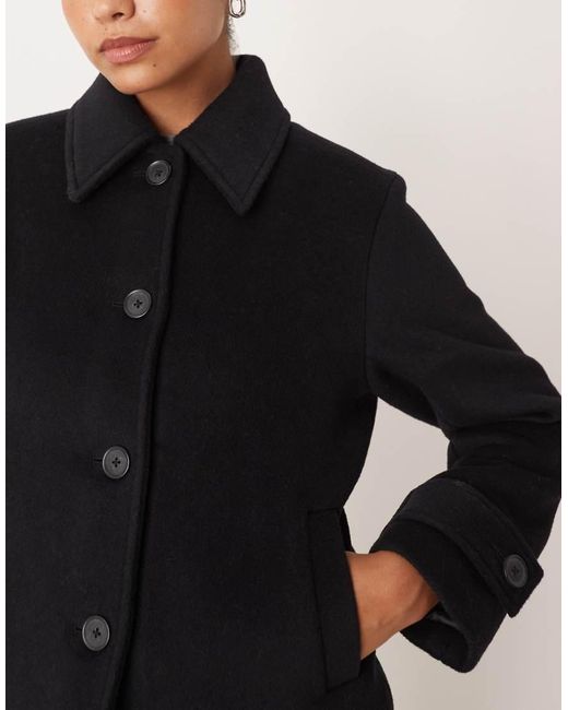 Abercrombie & Fitch Black Wool Blend Button Through Short Jacket