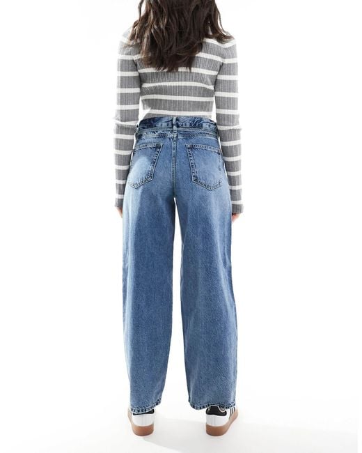 Gianna - jean coupe ample à taille mi-haute - moyen ONLY en coloris Blue