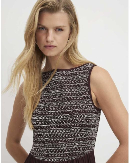 River Island Brown Cotton Embroidered Hem Midi Dress