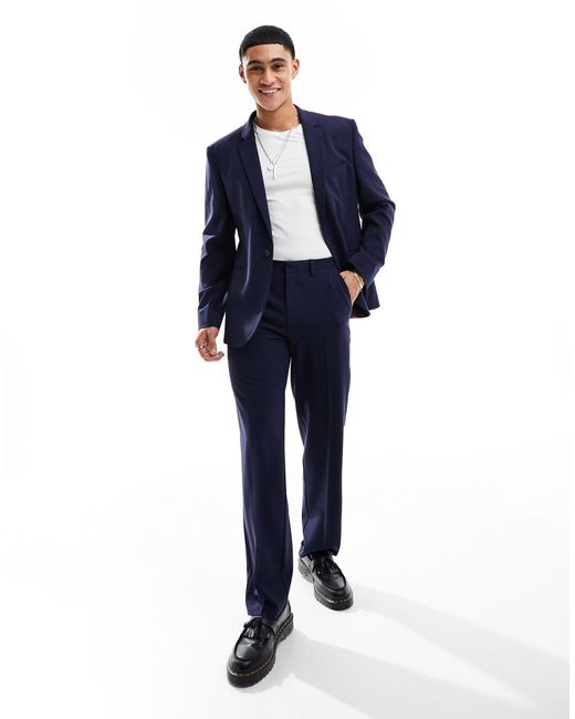 ASOS Blue Straight Suit Pants for men