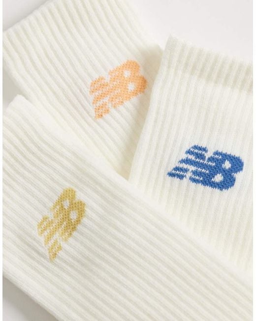New Balance White 3 Pack Everyday Seasonal Crew Socks for men