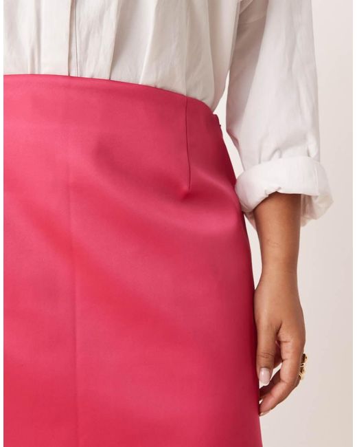 ASOS Pink Asos Design Curve Sash Detail Satin Mini Skirt