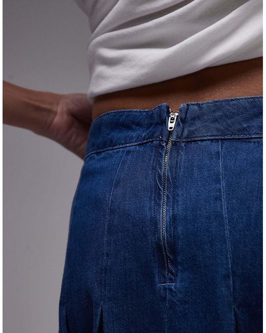 TOPSHOP Blue Denim Godet Midi Skirt