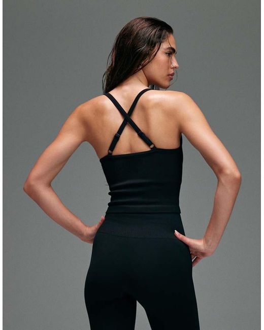 4505 Black Sculpting Seamless Vest With Inner Bra And Adjustable Straps