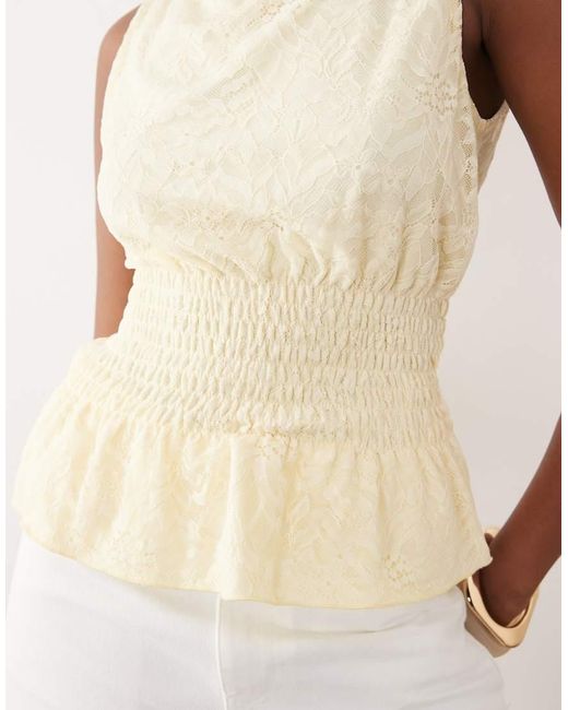 Gina Tricot Natural Lace Smock Top