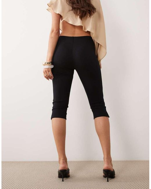 ASOS Natural Ponte Capri Trousers With Side Split Detail