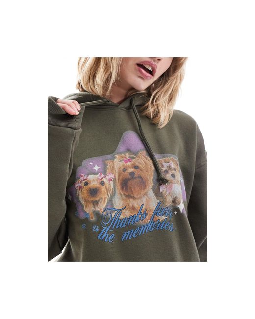 Minga Green London Oversized Hoodie With Cute Dogs Graphic