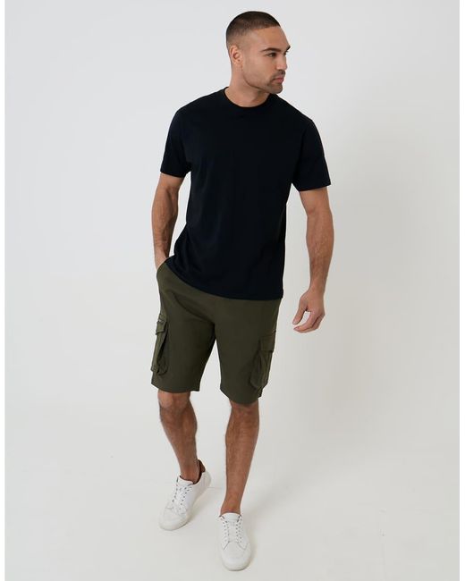 Threadbare Green Cargo Shorts With Drawstring Waist for men