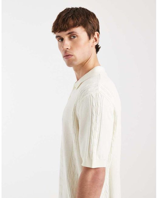 Redefined Rebel White Griffin Knit Polo Top for men