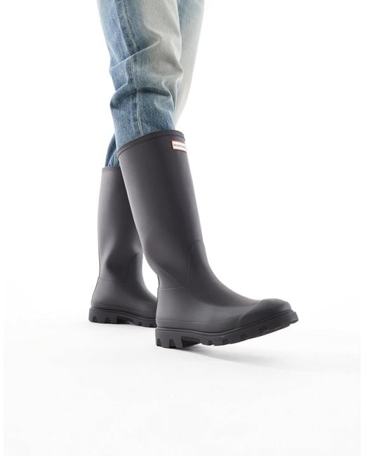 Hunter White Unisex Downpour Tall Gumboots for men