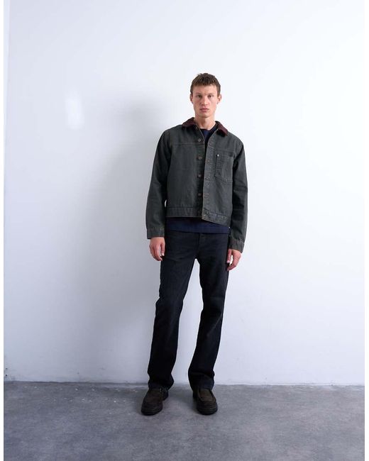 Chaqueta Vaquera Tintado Estilo Camisa Holgada De Topman de hombre de color Blue