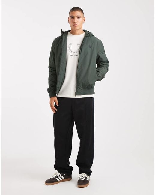 Fred Perry Green Hooded Brentham Jacket for men