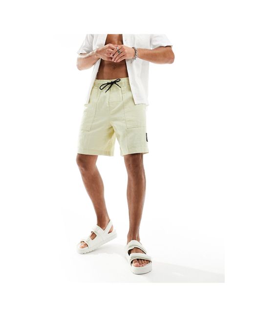 Short en lin Calvin Klein pour homme en coloris White