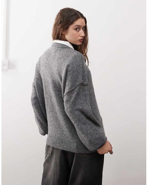 Noisy May Gray Exposed Seam Detail Jumper