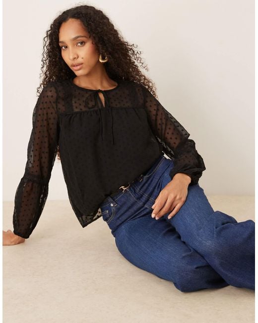 Vila Blue Dobby Sleeve Blouse