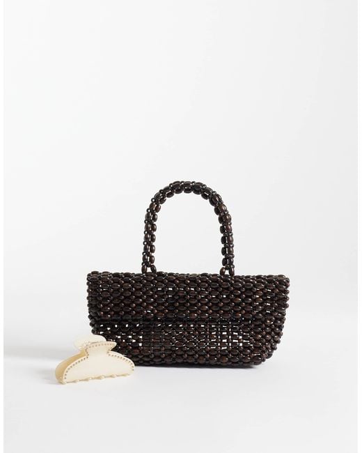 Mango Black Beaded Handbag