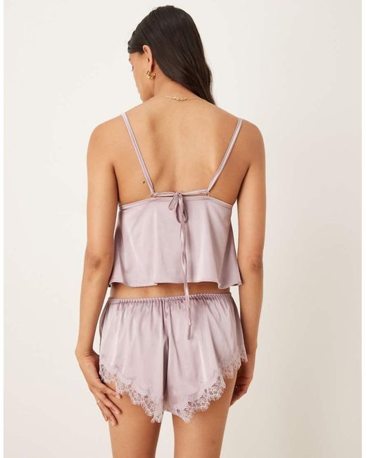 KAT THE LABEL Purple Sorrento Satin Lace Cami