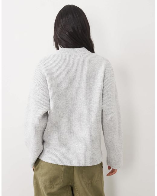 4th & Reckless Gray High Neck Double Zip Knitted Rib Jacket