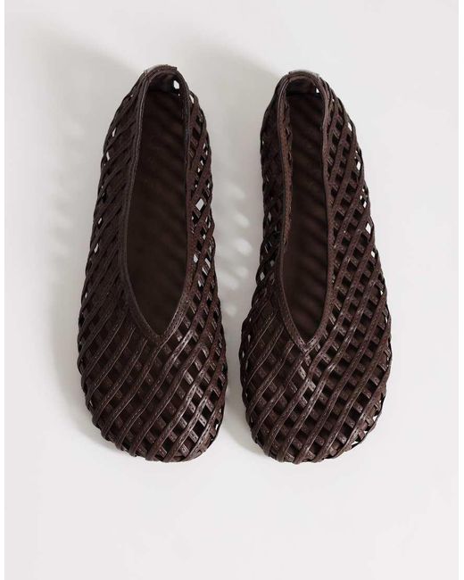 TOPSHOP Brown Luna Woven Ballet Flat