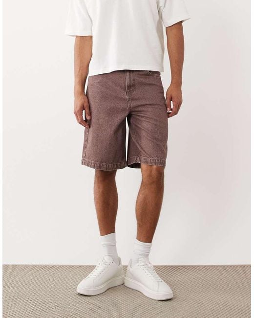 ASOS Natural Loose Denim Jorts for men