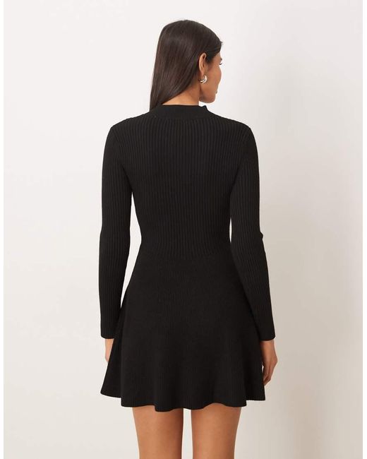 Mango Black Long Sleeve Knitted Mini Dress