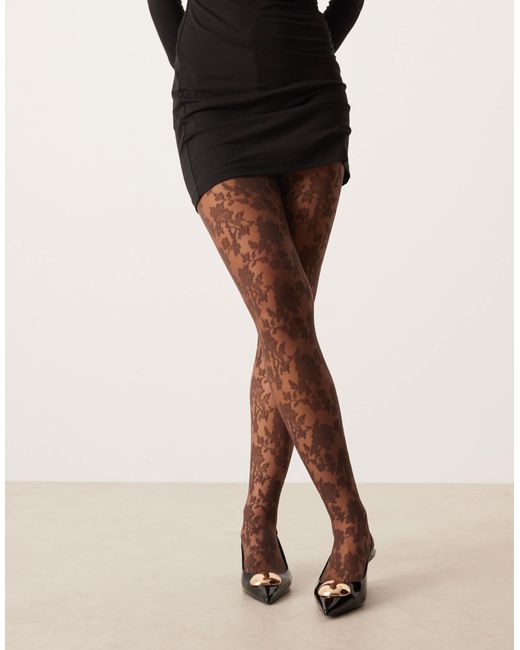 ASOS Black – strumpfhose aus floraler spitze