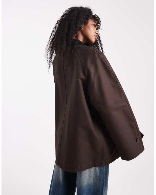 ARKET Brown Waxed Cotton Trench Jacket