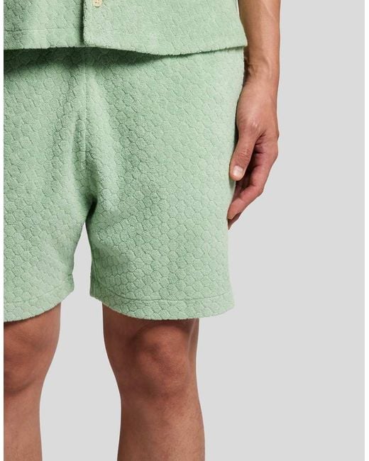 Lyle & Scott Green Mid Bottoms Honeycomb Towelling Short for men