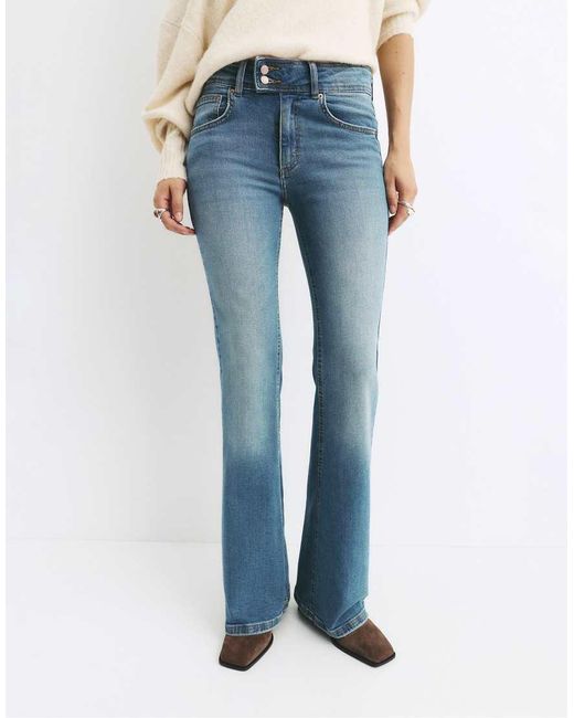 Pull&Bear Blue Low-Rise Bootcut Jeans
