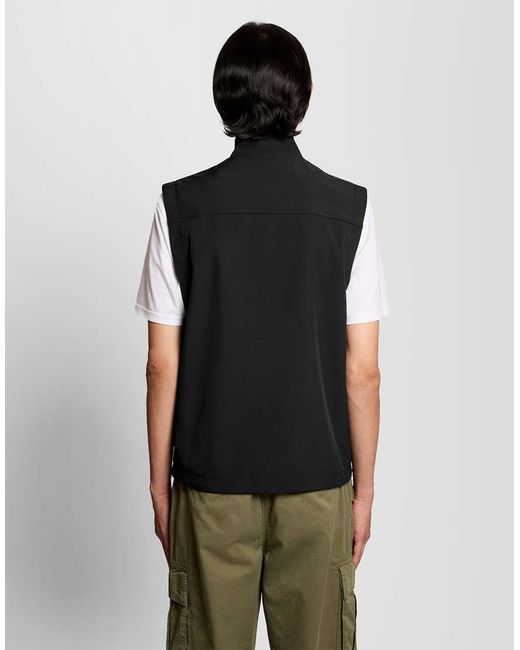 Lyle & Scott Black Mid Jackets Mesh Back Softshell Funnel Neck Gilet for men