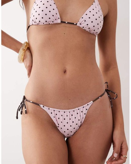Mango Brown Polka Dot Tie Side Bikini Bottom