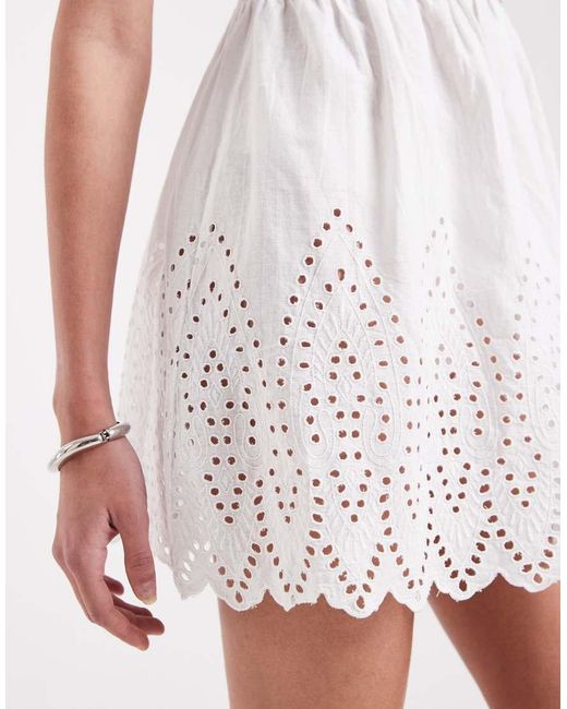 ONLY White Bandeau Mini Dress With Embroidery