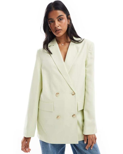 Miss Selfridge Blue Slouchy Oversized Double Breasted Blazer