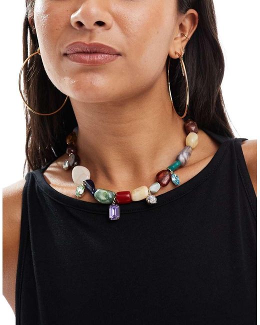 ASOS Kralenketting Met Grote Imitatiestenen in het Black