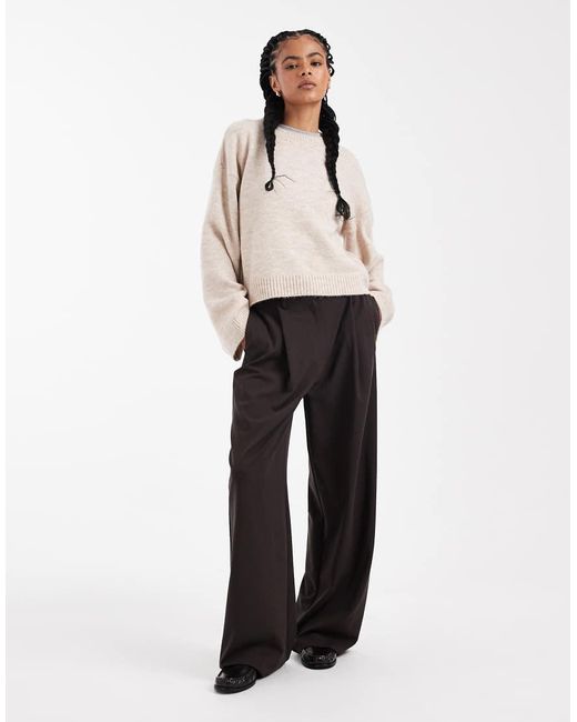 ASOS Natural Wide Sleeve Oversized Knitted Jumper