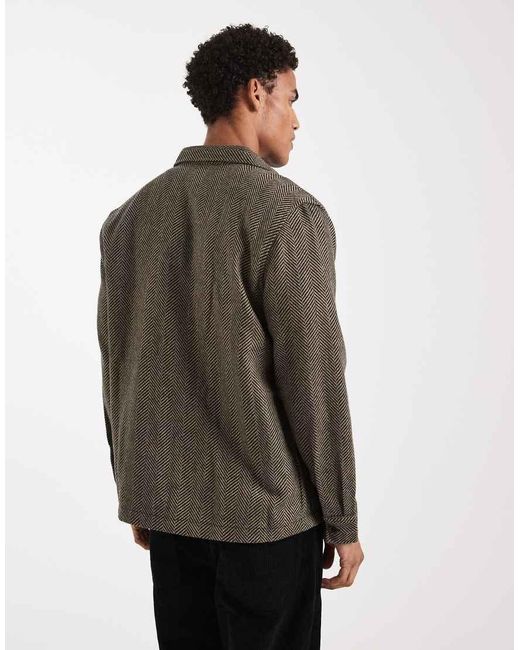 ASOS Gray Herringbone Overshirt for men