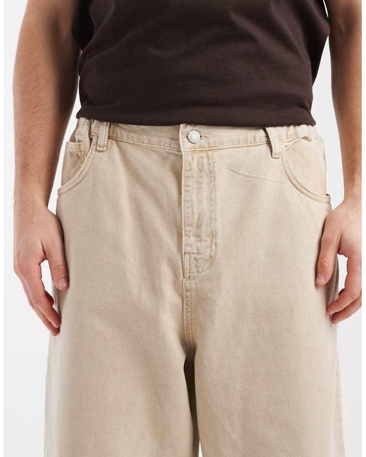ASOS Natural Pull On Wide Leg Jeans for men