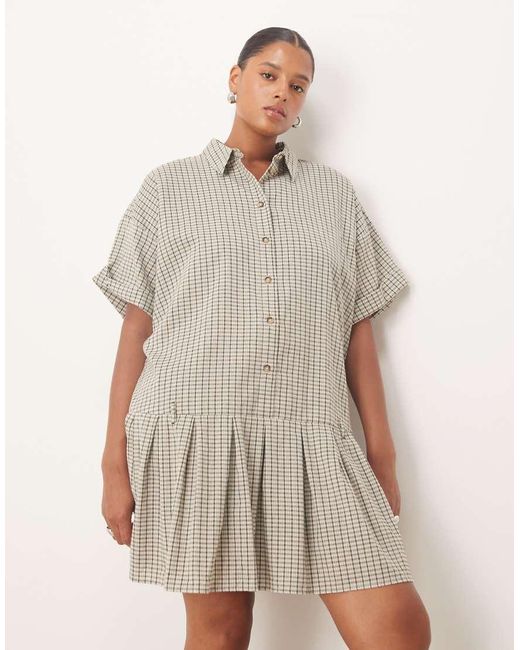 ASOS Gray Asos Design Curve Boxy Shirt Mini Dress With Dropped Waist