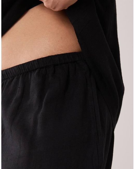 Nobody's Child Black Linen Tie Waist Casual Trouser Co-ord