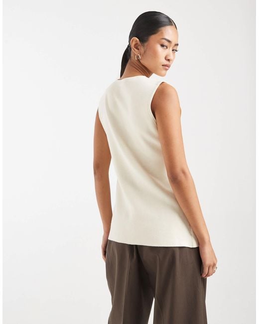 ONLY Natural Button Through Knitted Vest