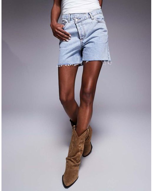 Princess Polly Multicolor Asymmetric Waist Denim Shorts