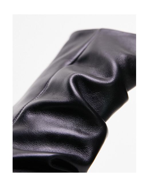 Nadia - bottines larges pointues en cuir véritable à talon conique TOPSHOP en coloris Black