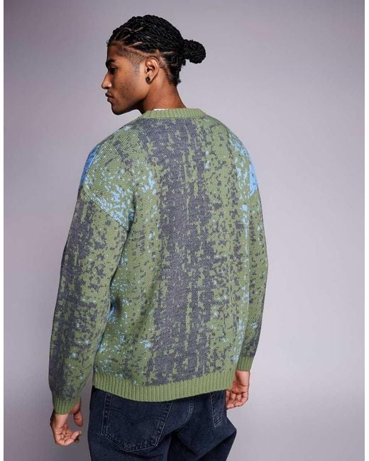 ASOS Ruimvallende Gebreide Trui Met Kleurverloop En Frntrs-Borduursel in het Gray voor heren