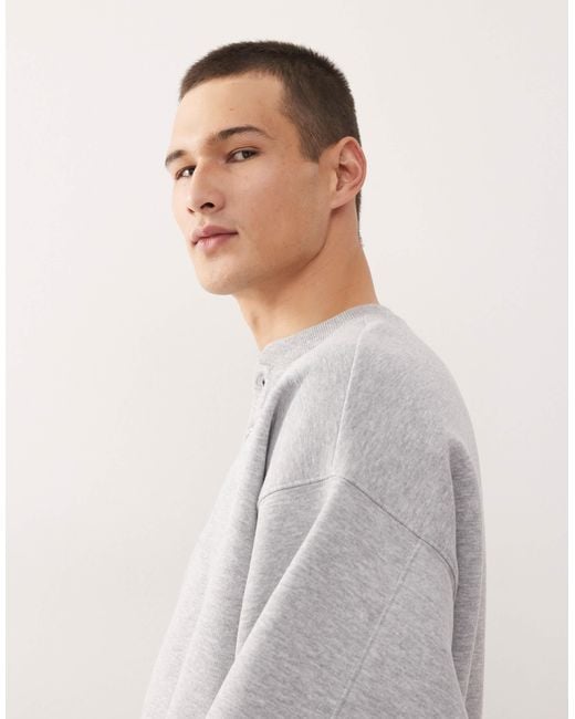 Collusion Gray Henley Boxy Sweatshirt for men