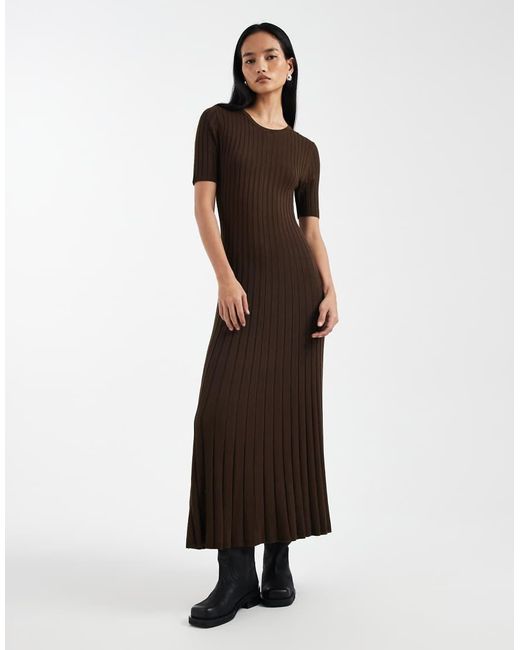 Threadbare White Short Sleeve Knitted Maxi Dress